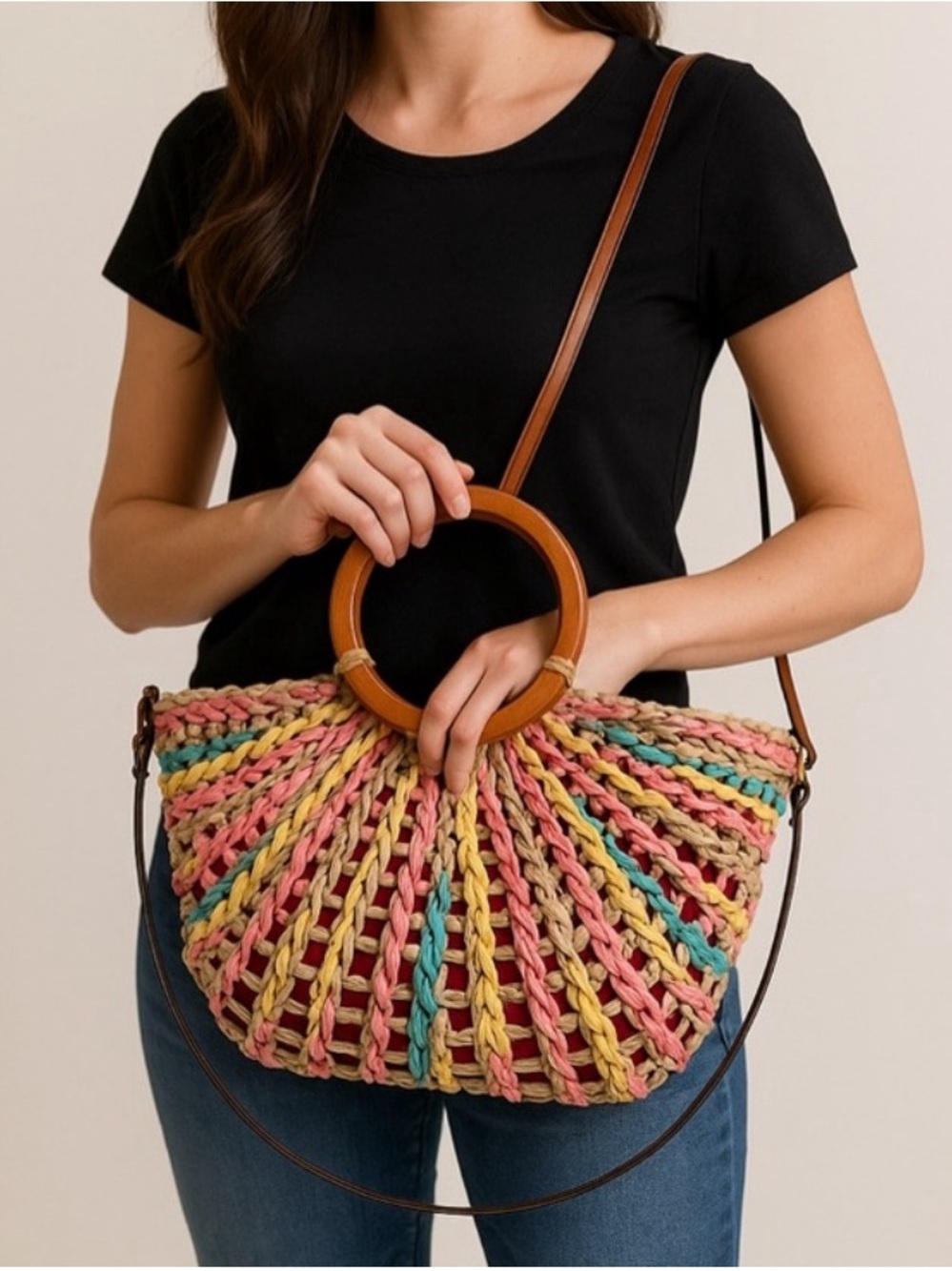 Patricia Nash Lesa Straw
Tote Pastel Woven Round Handle
Crossbody Dust Bag
